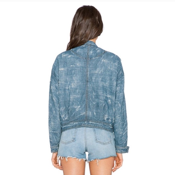 Free People Tattered Tennis Denim Bomber Jacket - Picture 3 of 7